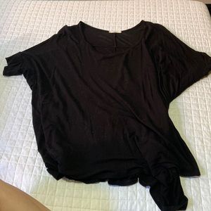 Long back, wide neck, flowy black tee